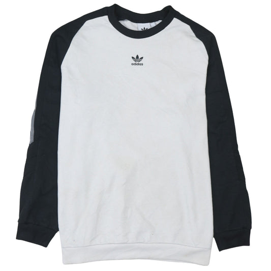 Adidas Mens White Black XL Crew Neck Logo Pullover Sweatshirt
