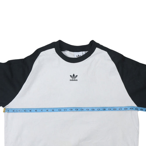 Adidas Mens White Black XL Crew Neck Logo Pullover Sweatshirt