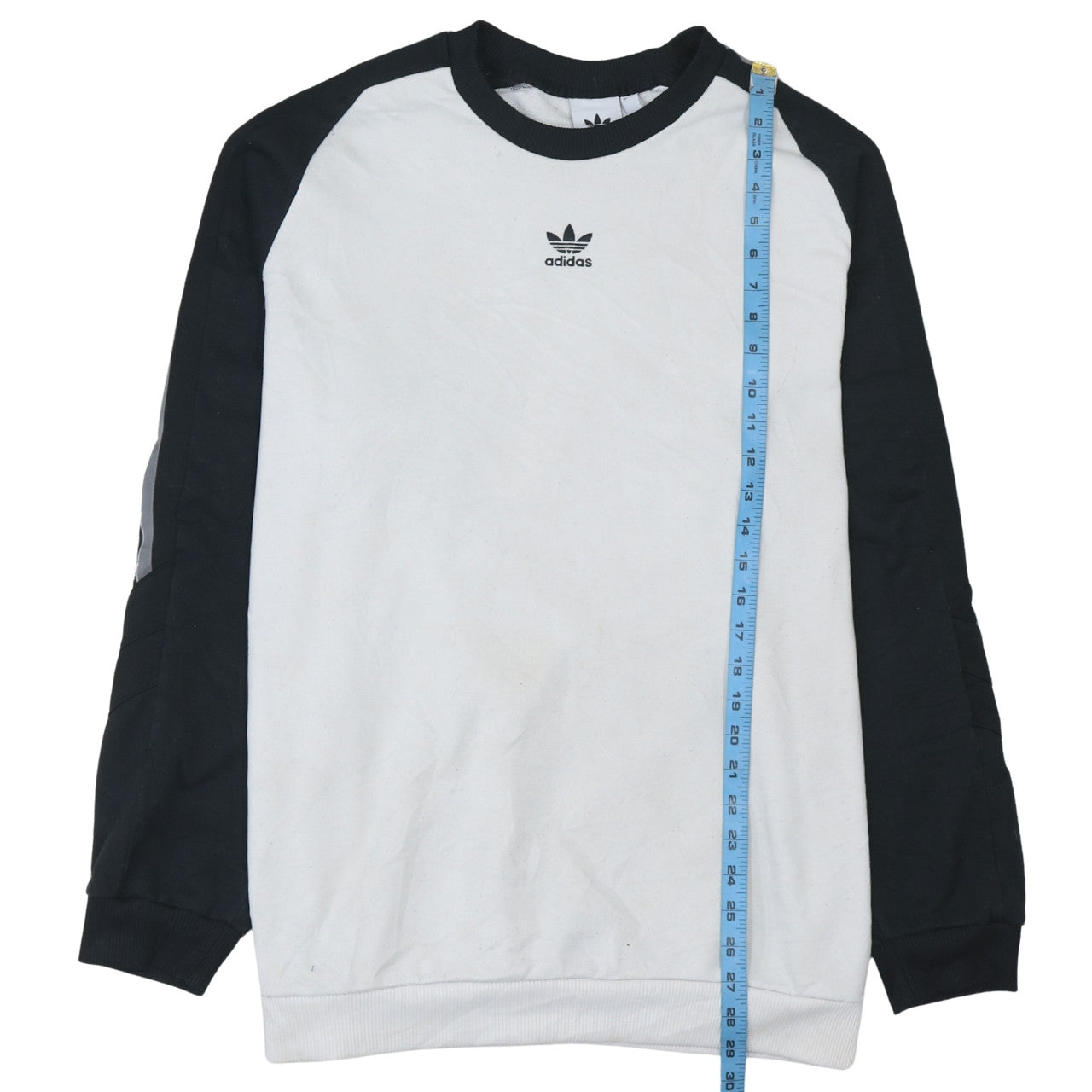 Adidas Mens White Black XL Crew Neck Logo Pullover Sweatshirt