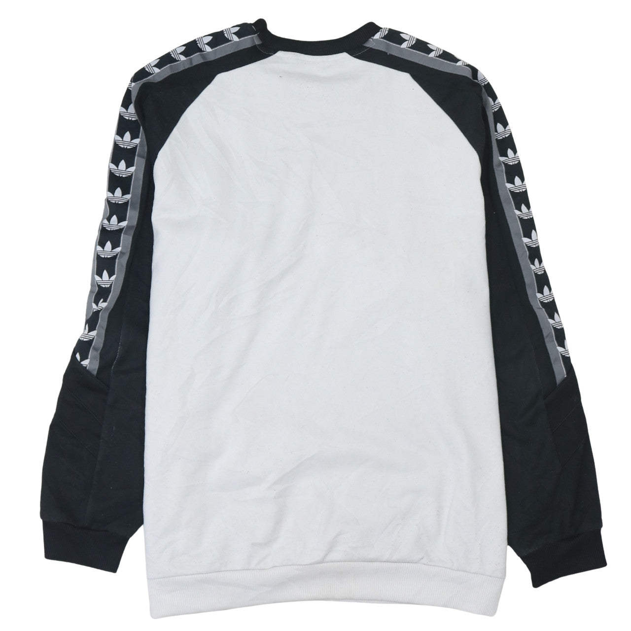 Adidas Mens White Black XL Crew Neck Logo Pullover Sweatshirt