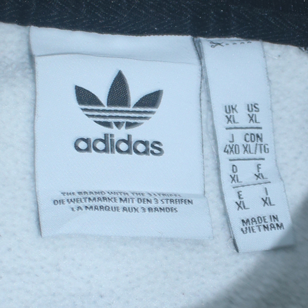 Adidas Mens White Black XL Crew Neck Logo Pullover Sweatshirt