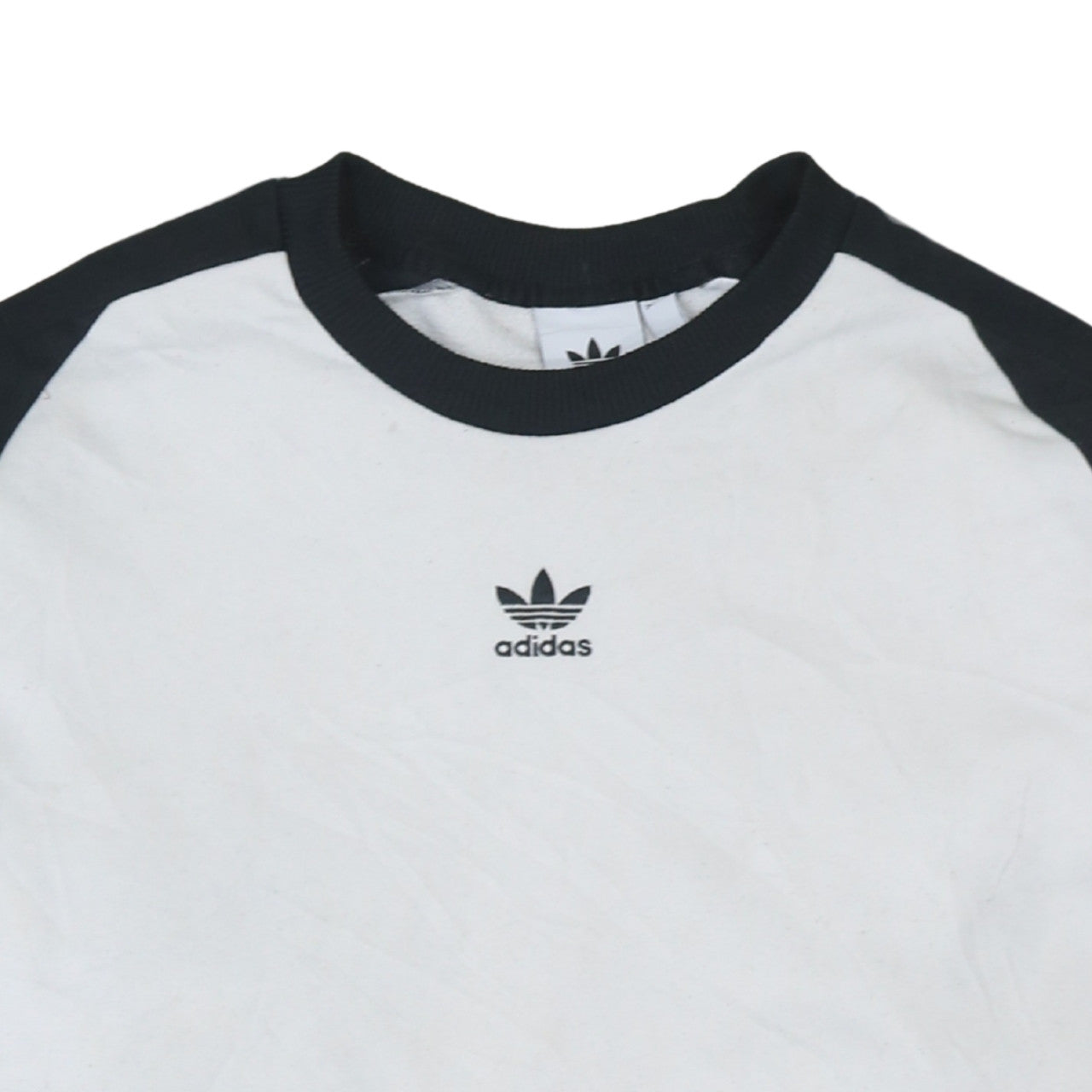Adidas Mens White Black XL Crew Neck Logo Pullover Sweatshirt