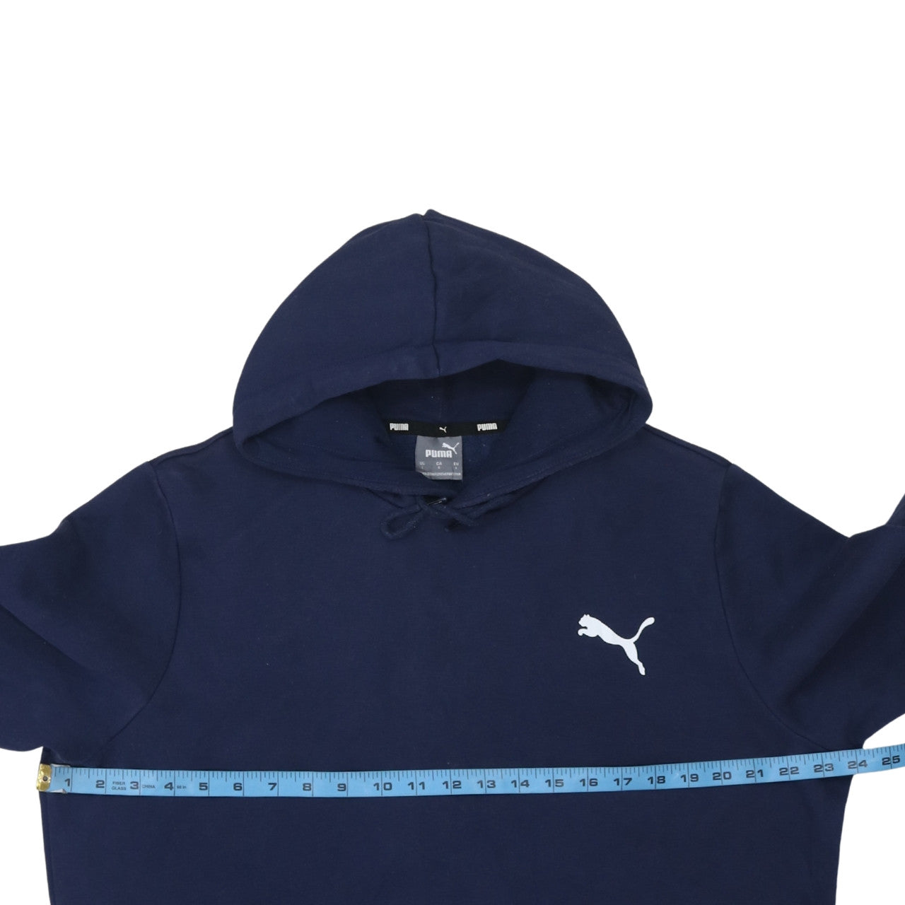 Puma Men’s Blue Pullover Hoodie Size L Regular Fit Fleece Logo