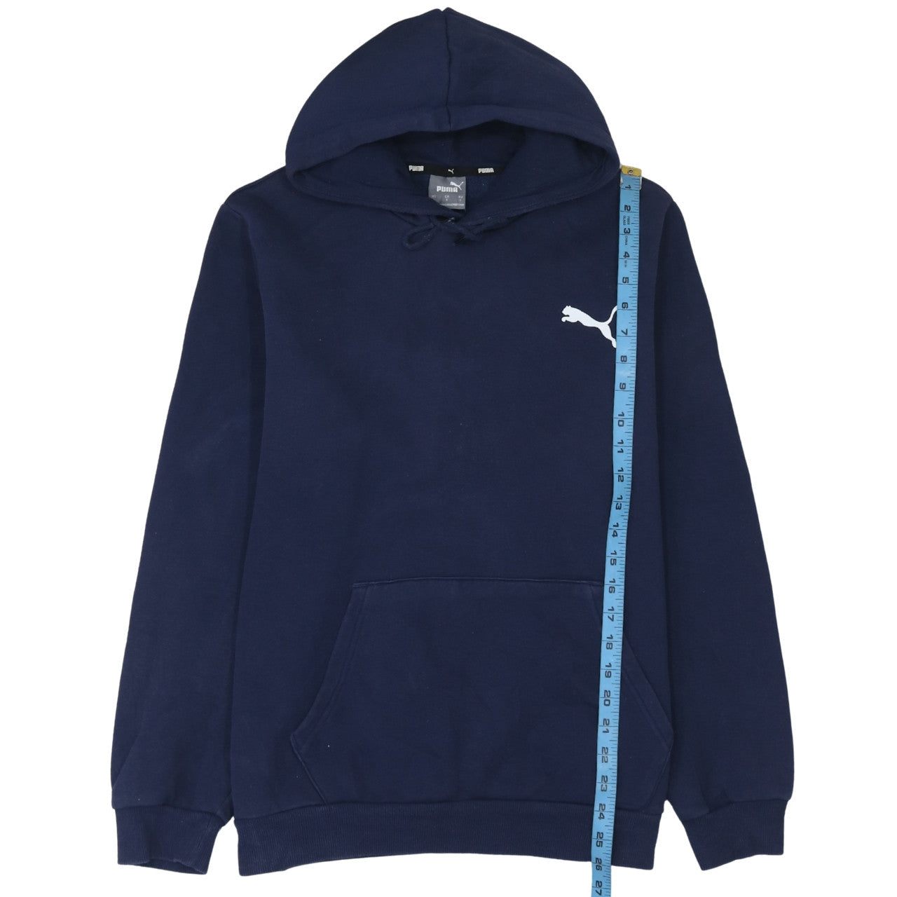 Puma Men’s Blue Pullover Hoodie Size L Regular Fit Fleece Logo