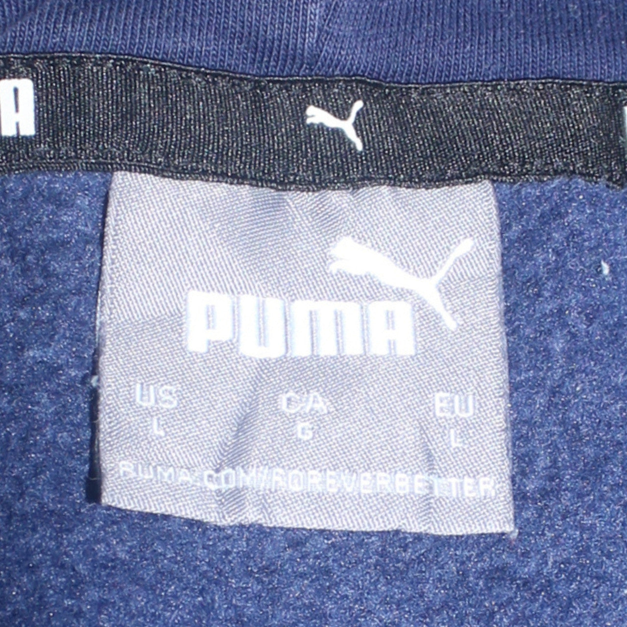 Puma Men’s Blue Pullover Hoodie Size L Regular Fit Fleece Logo