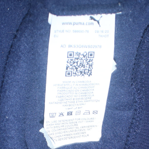 Puma Men’s Blue Pullover Hoodie Size L Regular Fit Fleece Logo