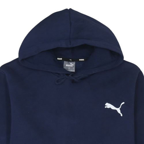 Puma Men’s Blue Pullover Hoodie Size L Regular Fit Fleece Logo