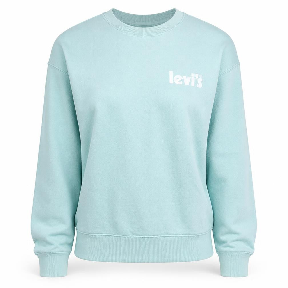Front view of Levi's Women Blue Relaxed Sweatshirt Small Crew Neck Logo Cotton