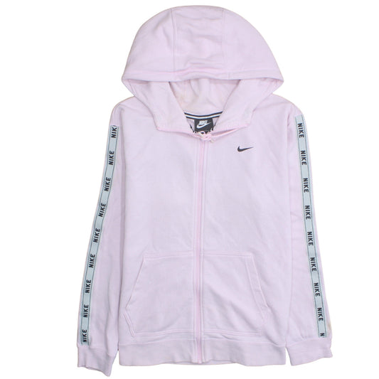 Nike Women Pink Full Zip Hoodie Cotton Blend L Hooded Sweatshirt