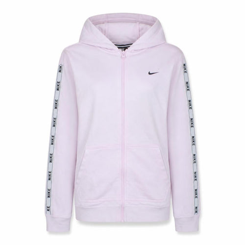 Nike Women Pink Full Zip Hoodie Cotton Blend L Hooded Sweatshirt