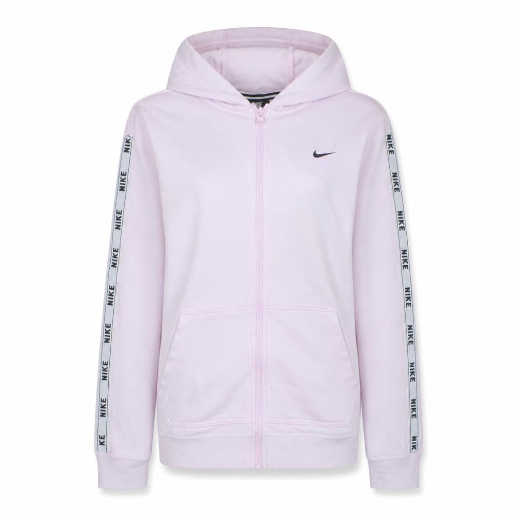 Nike Women Pink Full Zip Hoodie Cotton Blend L Hooded Sweatshirt