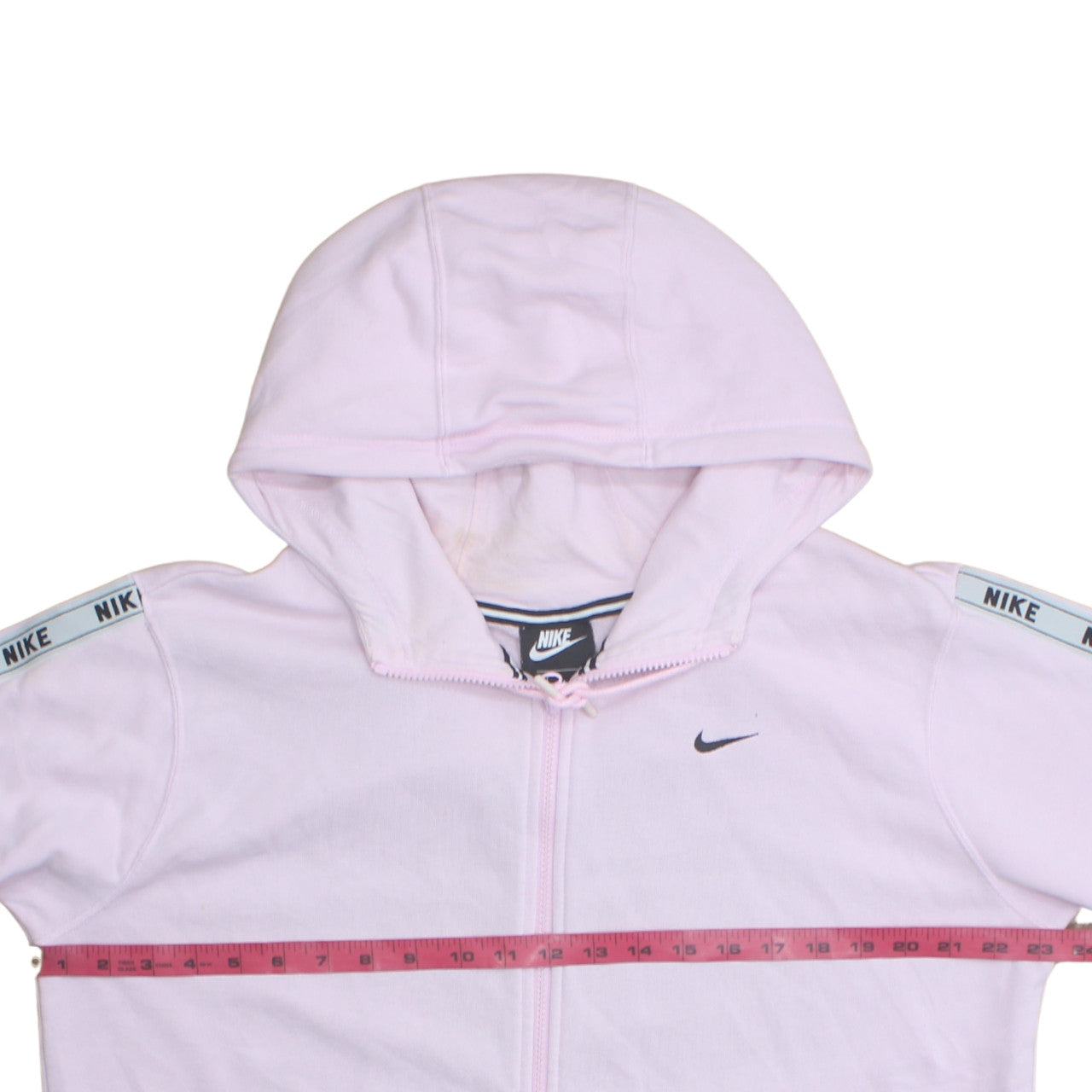Nike Women Pink Full Zip Hoodie Cotton Blend L Hooded Sweatshirt