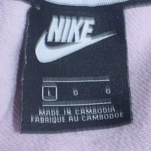 Nike Women Pink Full Zip Hoodie Cotton Blend L Hooded Sweatshirt