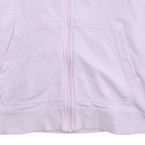 Nike Women Pink Full Zip Hoodie Cotton Blend L Hooded Sweatshirt