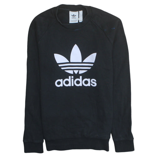 Adidas Mens Black Small Trefoil Logo Pullover Sweatshirt