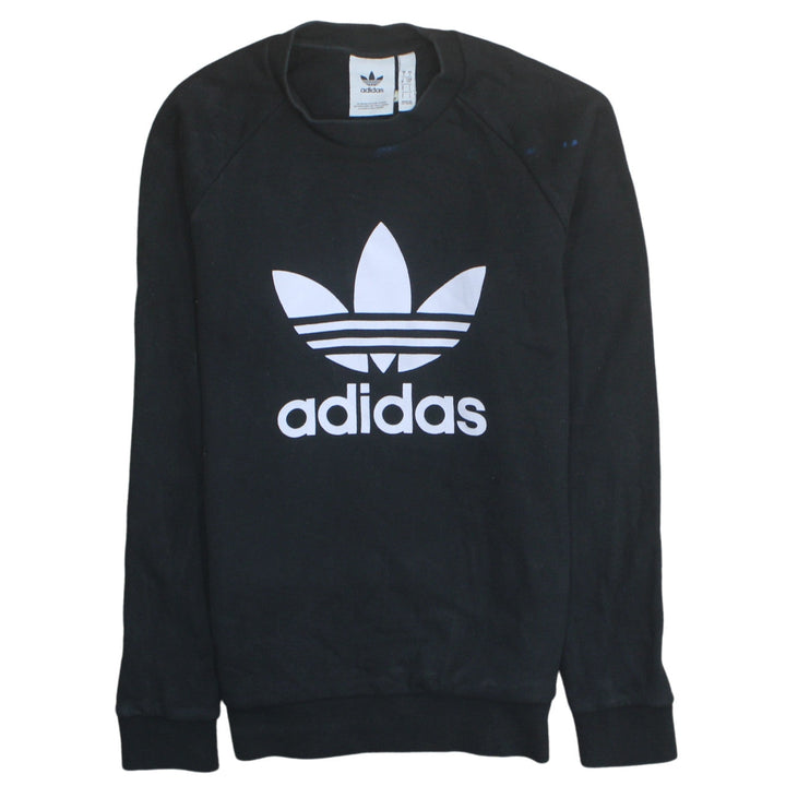 Adidas Mens Black Small Trefoil Logo Pullover Sweatshirt