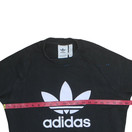 Adidas Mens Black Small Trefoil Logo Pullover Sweatshirt