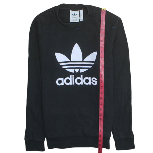 Adidas Mens Black Small Trefoil Logo Pullover Sweatshirt