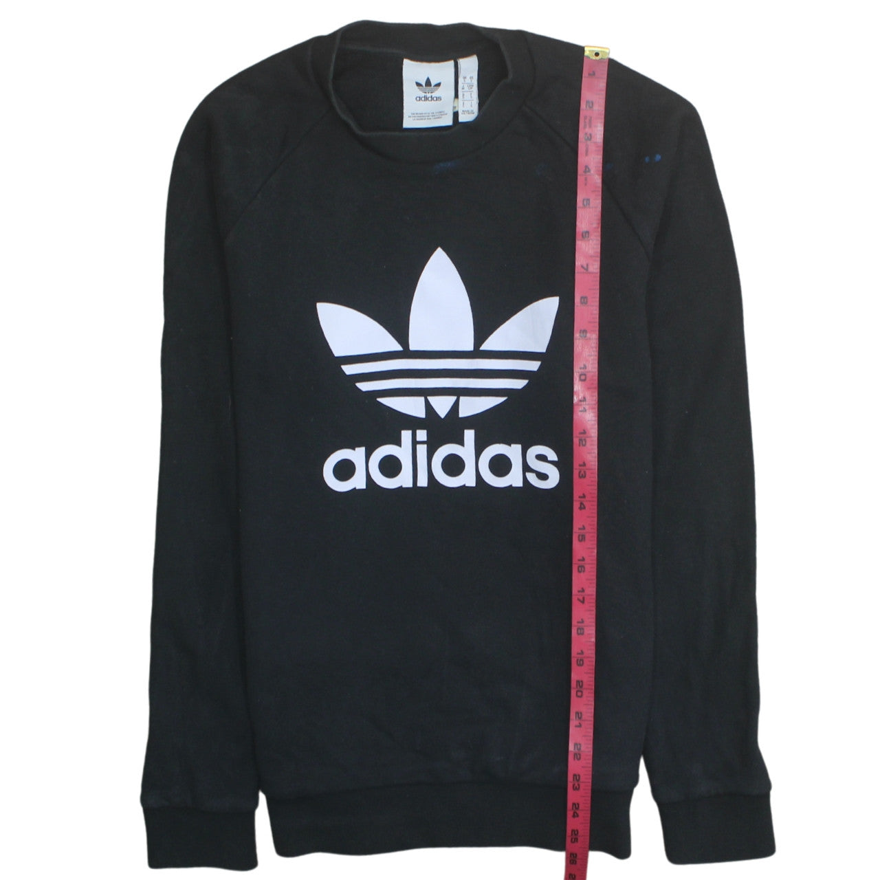 Adidas Mens Black Small Trefoil Logo Pullover Sweatshirt