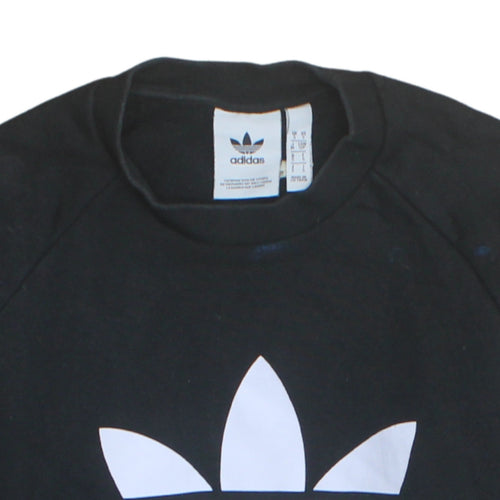Adidas Mens Black Small Trefoil Logo Pullover Sweatshirt