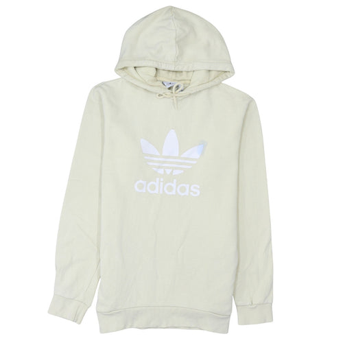 Adidas Men's Beige Pullover Hoodie Small Logo Graphic Fleece
