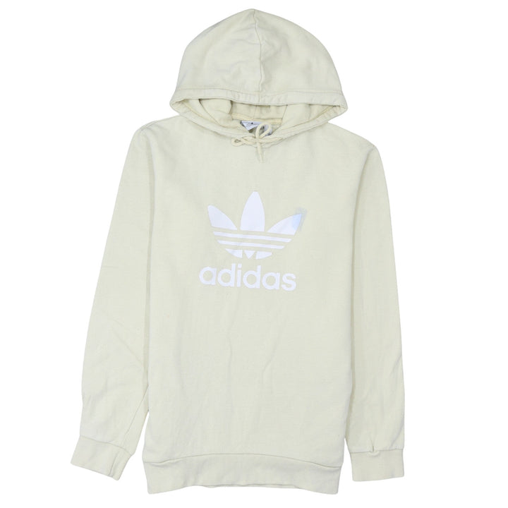 Adidas Men's Beige Pullover Hoodie Small Logo Graphic Fleece