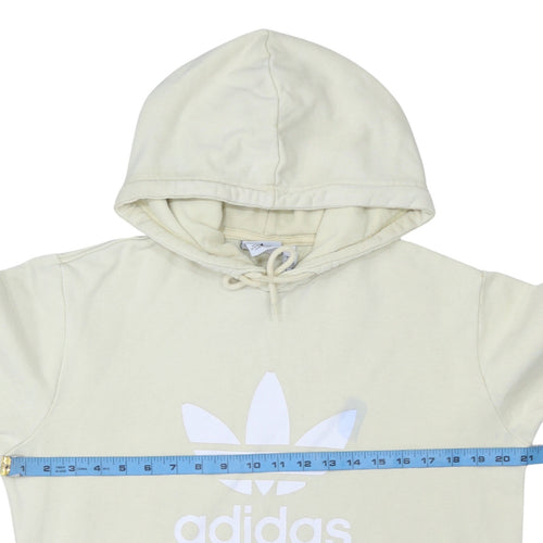 Adidas Men's Beige Pullover Hoodie Small Logo Graphic Fleece