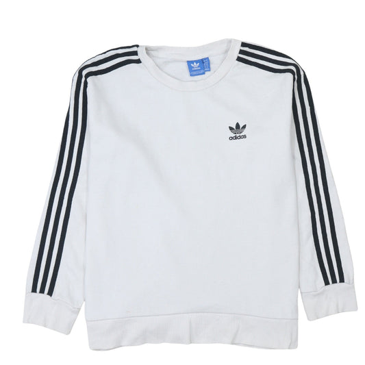 Adidas Womens White Crew Neck Long Sleeve Pullover Sweatshirt UK 12