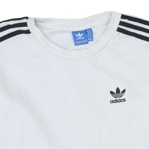 Adidas Womens White Crew Neck Long Sleeve Pullover Sweatshirt UK 12