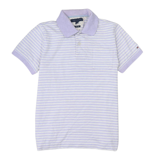Tommy Hilfiger Men's Purple Striped Slim Fit Cotton Polo Shirt S