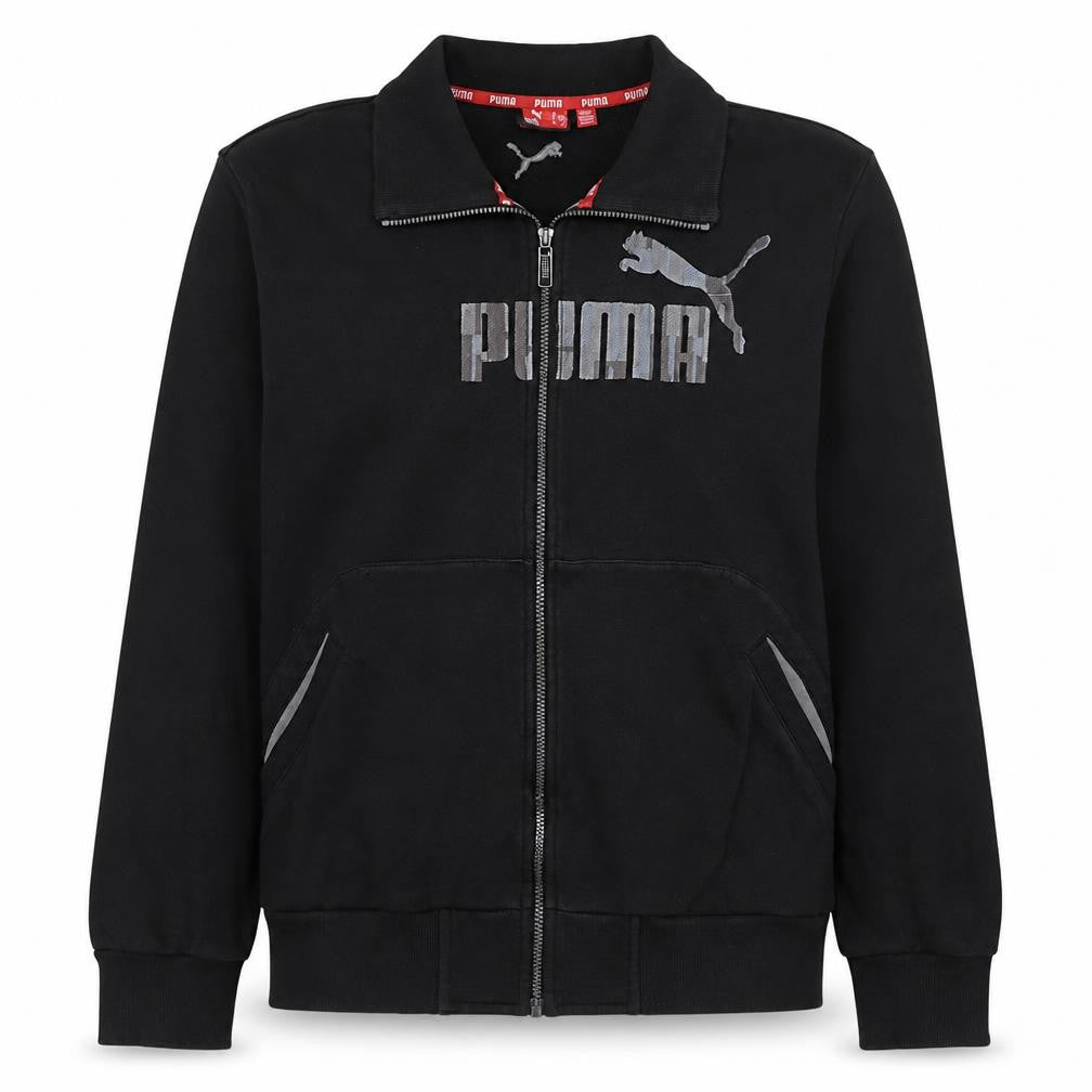 Puma Men's Black Track Jacket L Cotton Blend Full Zip Sportswear