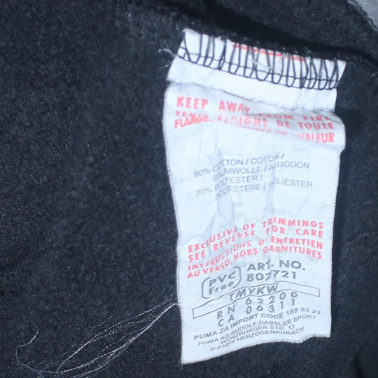Puma Men's Black Track Jacket L Cotton Blend Full Zip Sportswear