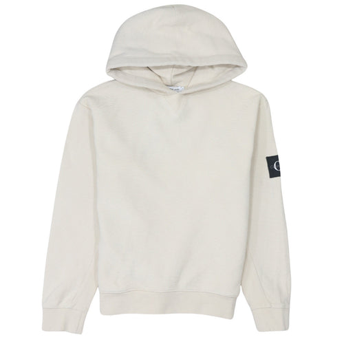 Calvin Klein Jeans Boys Beige Pullover Hoodie Size 14 Years Logo Sleeve