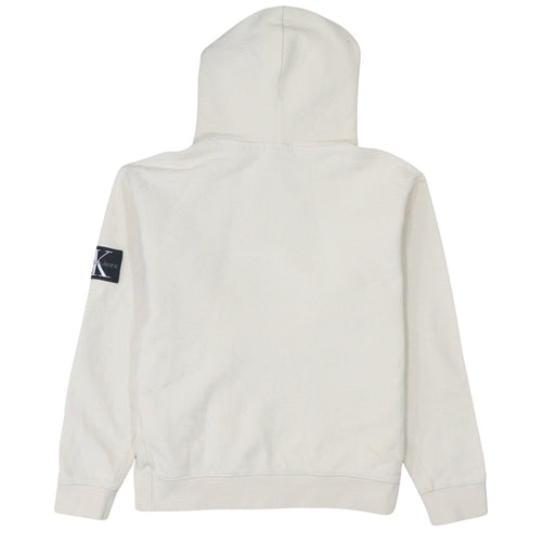 Calvin Klein Jeans Boys Beige Pullover Hoodie Size 14 Years Logo Sleeve