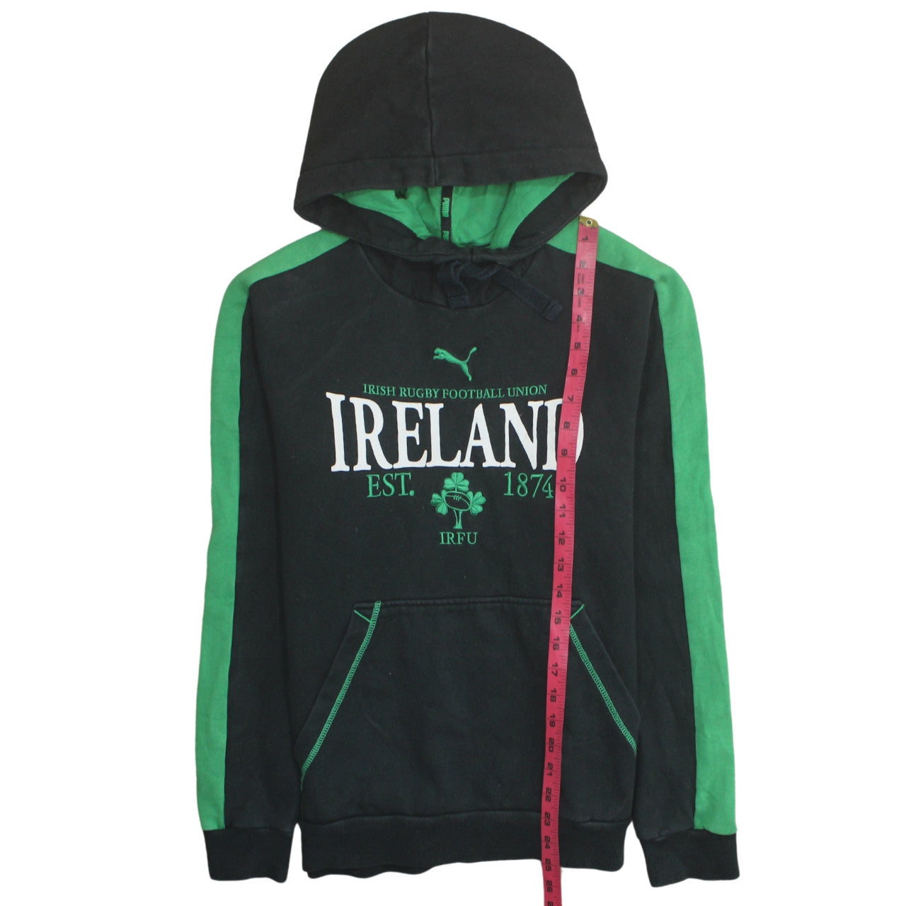 Puma Men’s Black Green Ireland Rugby Hoodie Size S Pullover