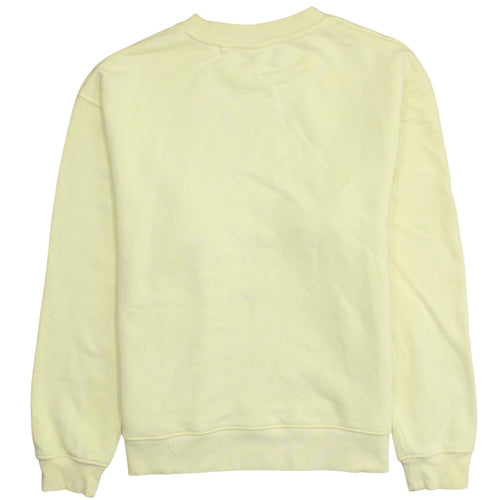 Diesel Womens Yellow Pullover Sweatshirt M Cotton Blend Logo Crew Neck