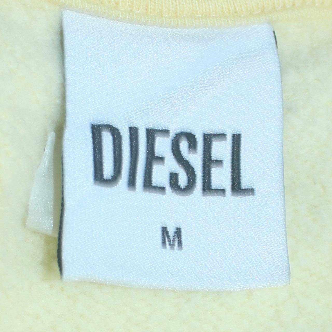 Diesel Womens Yellow Pullover Sweatshirt M Cotton Blend Logo Crew Neck
