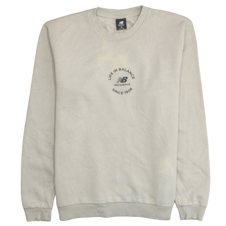 New Balance Womens Beige Crew Neck Pullover Sweatshirt M Cotton Blend
