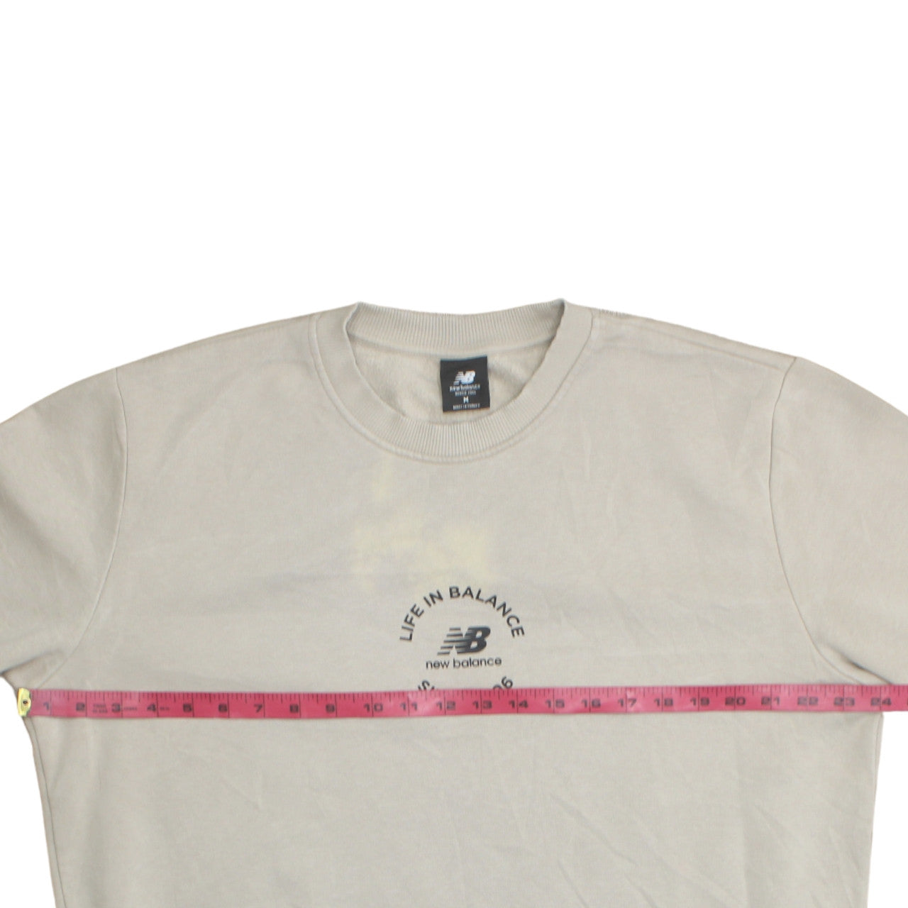 New Balance Womens Beige Crew Neck Pullover Sweatshirt M Cotton Blend