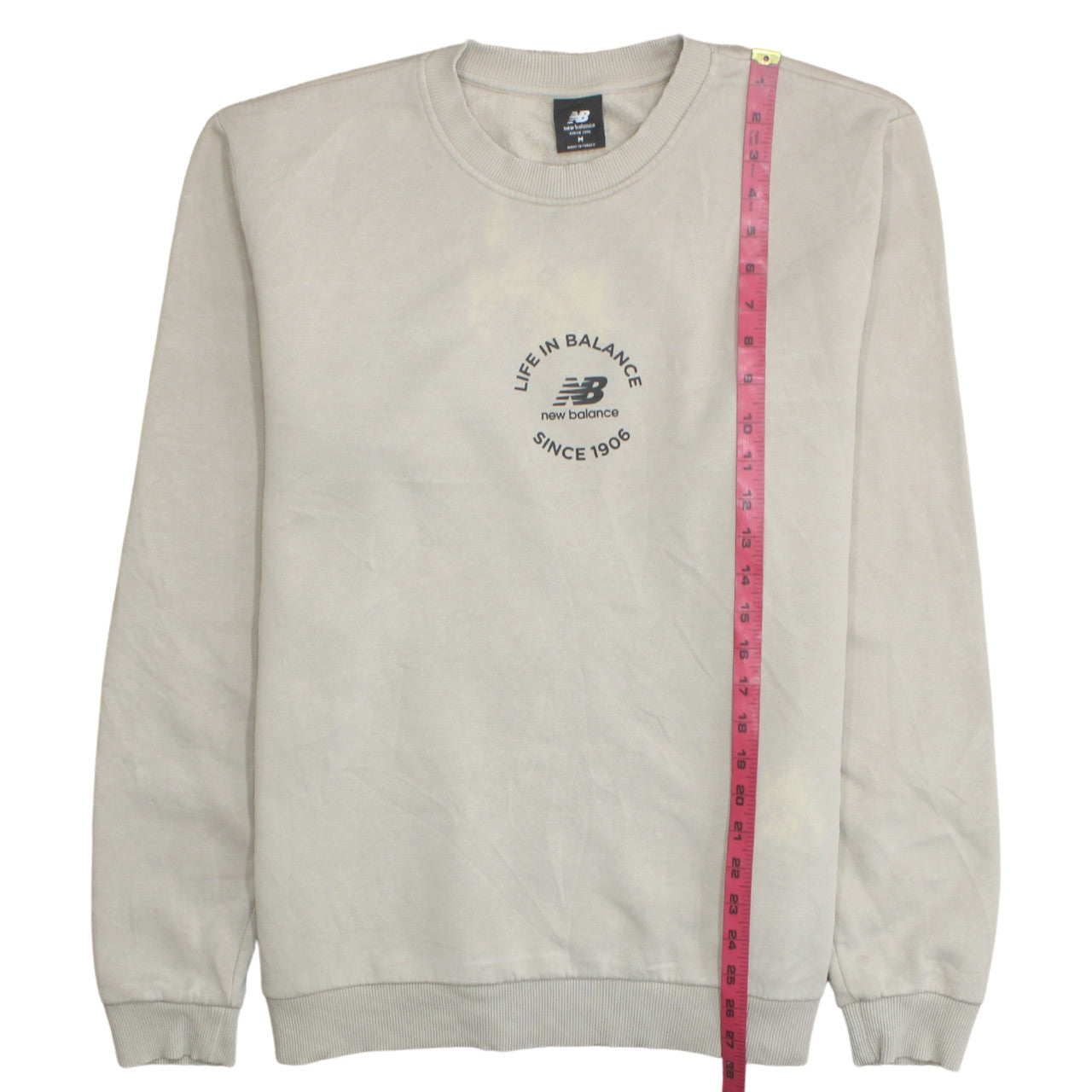 New Balance Womens Beige Crew Neck Pullover Sweatshirt M Cotton Blend