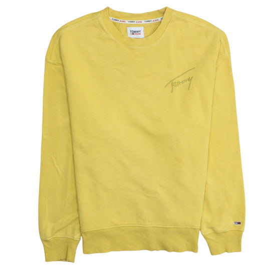 Tommy Jeans Men's Yellow Pullover Sweatshirt M Crew Neck Logo