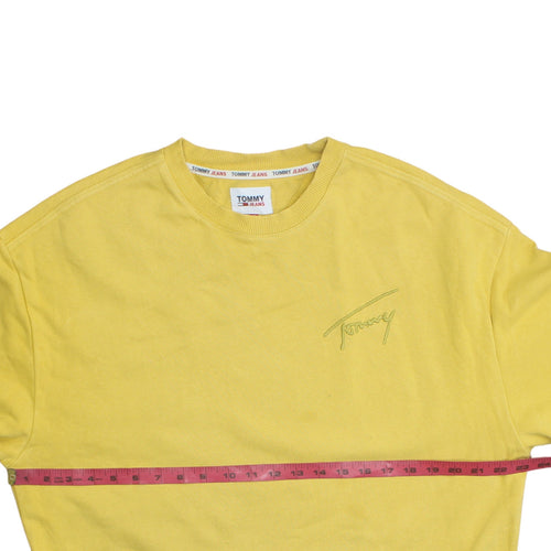 Tommy Jeans Men's Yellow Pullover Sweatshirt M Crew Neck Logo