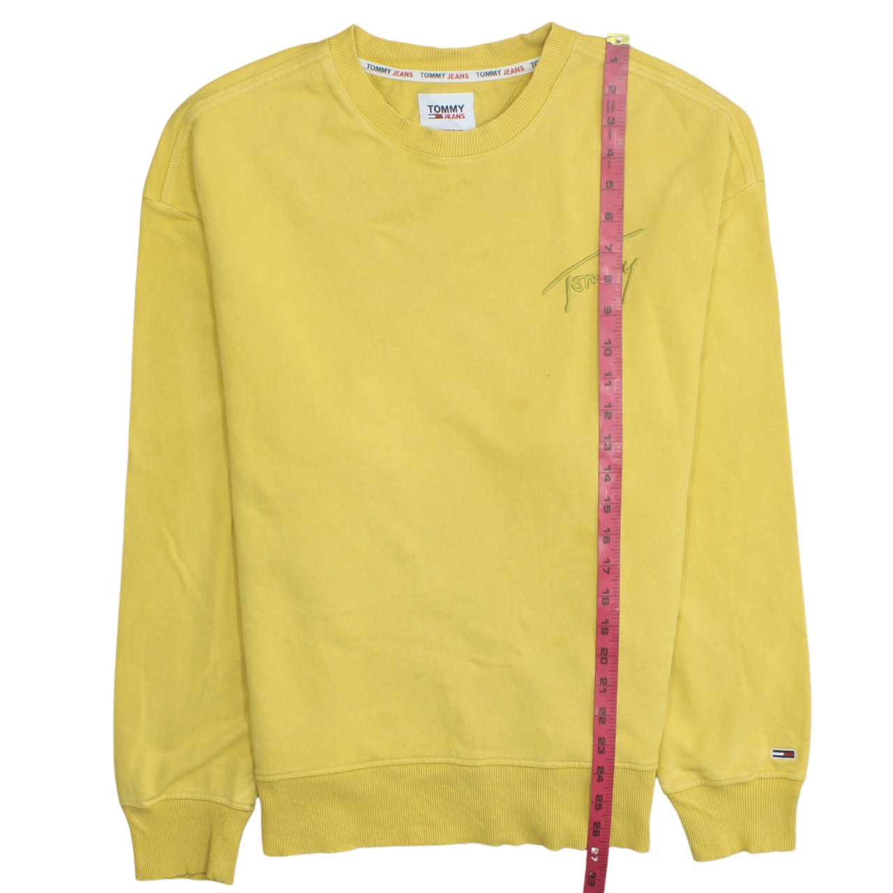 Tommy Jeans Men's Yellow Pullover Sweatshirt M Crew Neck Logo