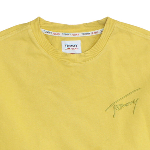 Tommy Jeans Men's Yellow Pullover Sweatshirt M Crew Neck Logo