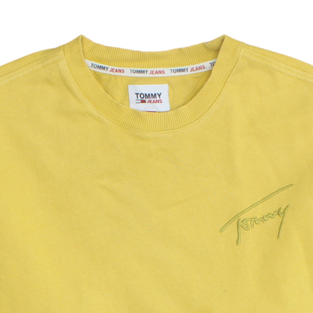 Tommy Jeans Men's Yellow Pullover Sweatshirt M Crew Neck Logo