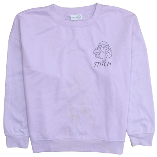 Disney Primark Women Lilac Stitch Sweatshirt Size L 14/16 Cotton Blend