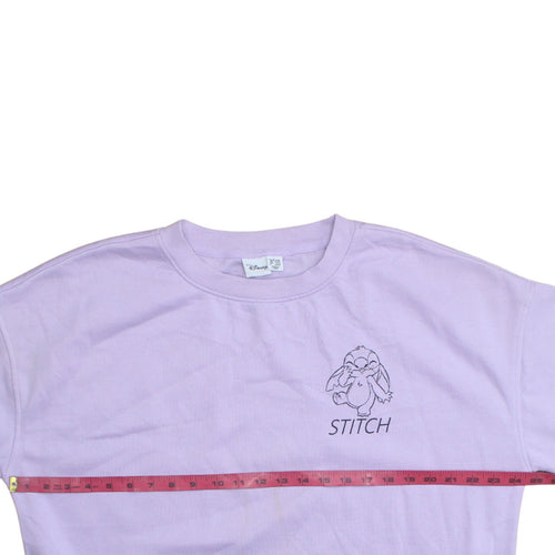 Disney Primark Women Lilac Stitch Sweatshirt Size L 14/16 Cotton Blend