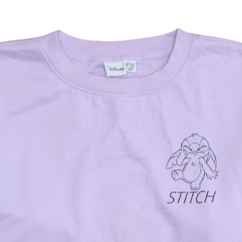 Disney Primark Women Lilac Stitch Sweatshirt Size L 14/16 Cotton Blend