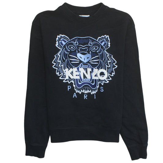 Kenzo Women Black Tiger Embroidered Pullover Sweatshirt Size S