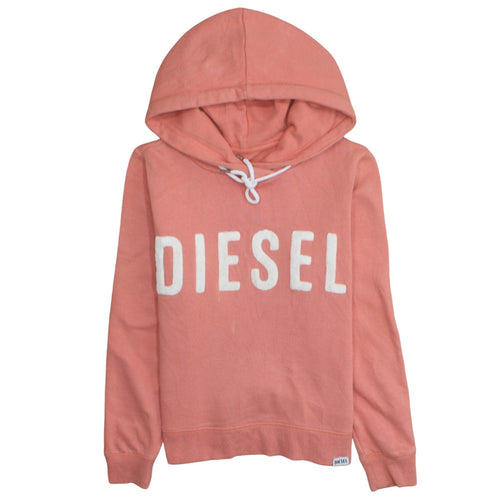 Diesel Womens Peach Pink Pullover Hoodie Medium Cotton Blend Logo